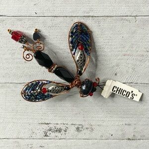 CHICO’S Wire Wrapped Beaded Dragonfly Brooch Pin